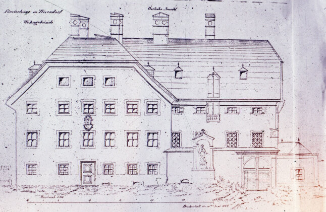 Gebäudeskizze mit Nordflügel um 1750